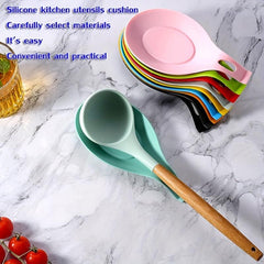 Flexible Silicone Spoon Rest for Kitchen Utensils Non-Slip Countertop Holder