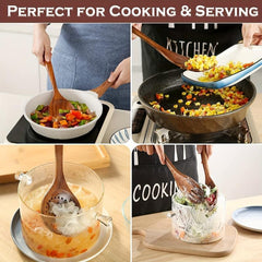 6pcs Natural Teak Wooden Spoons for Cooking Set of 6 Perfect for Kitchen