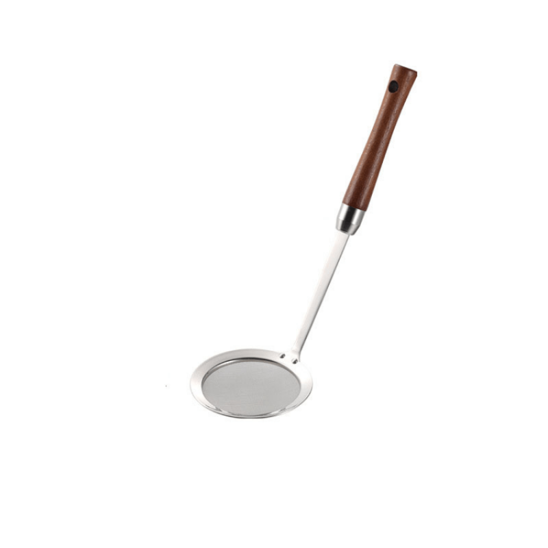 Stainless Steel Mesh Strainer with Wooden Handle Kitchen Frying Filter Spoon