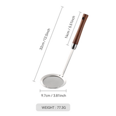 Stainless Steel Mesh Strainer with Wooden Handle Kitchen Frying Filter Spoon