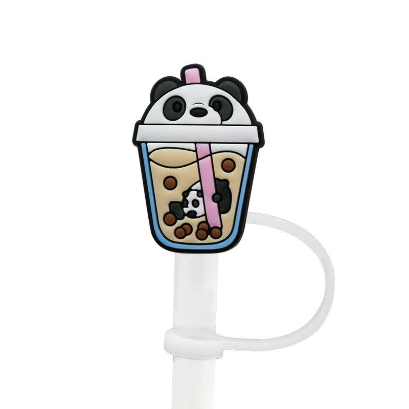 7pcs Silicone Straw Covers Cute Cartoon Pattern Dustproof Tips