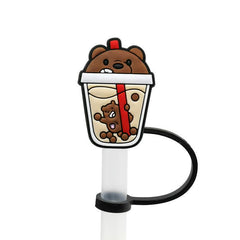 7pcs Silicone Straw Covers Cute Cartoon Pattern Dustproof Tips