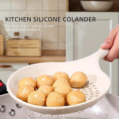 Large Integrated Silicone Colander Spoon High Temp Resistant Strainer Ladle
