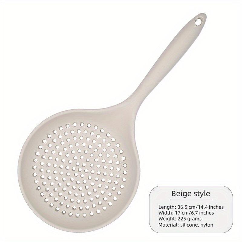Large Integrated Silicone Colander Spoon High Temp Resistant Strainer Ladle