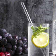 8pcs Transparent Glass Straws with Cleaning Brush - Reusable Heat Resistant Stra