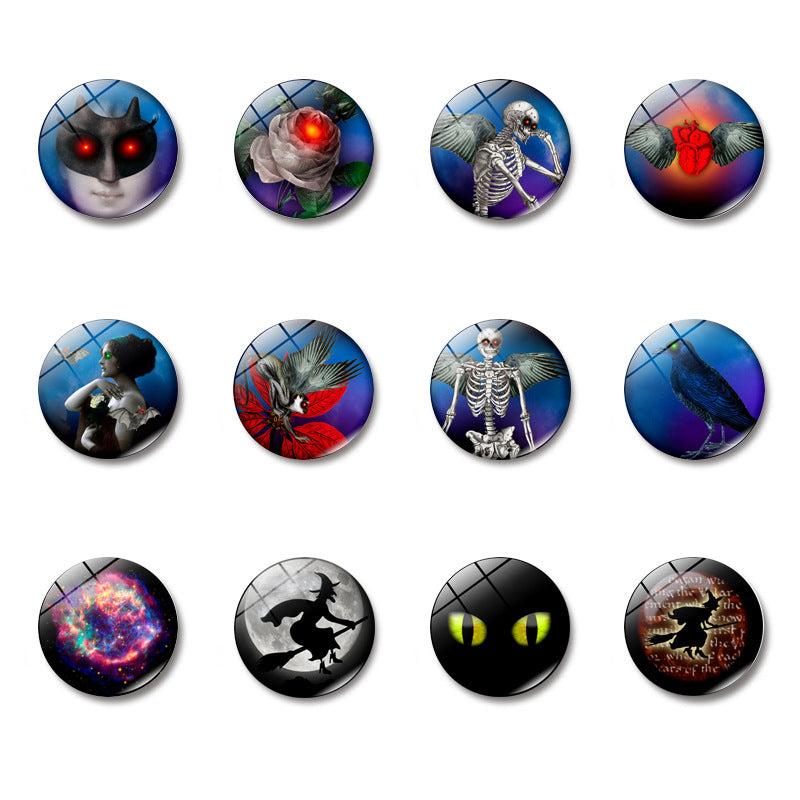 12pcs Halloween Glass Fridge Magnets Decorative Office Kitchen Personalized