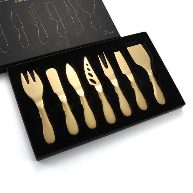 7pcs Stainless Steel Cheese Set for Cake Forks Mini Kitchen Baking Supplies
