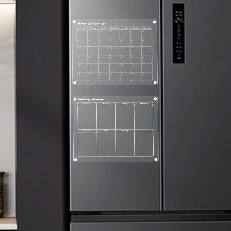 Acrylic Magnetic Calendar For Refrigerator with 8 Markers