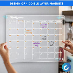 Acrylic Magnetic Calendar For Refrigerator with 8 Markers