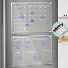 Acrylic Magnetic Calendar For Refrigerator with 8 Markers
