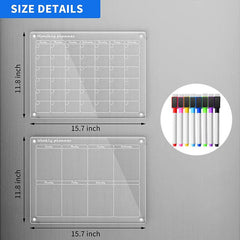 Acrylic Magnetic Calendar For Refrigerator with 8 Markers
