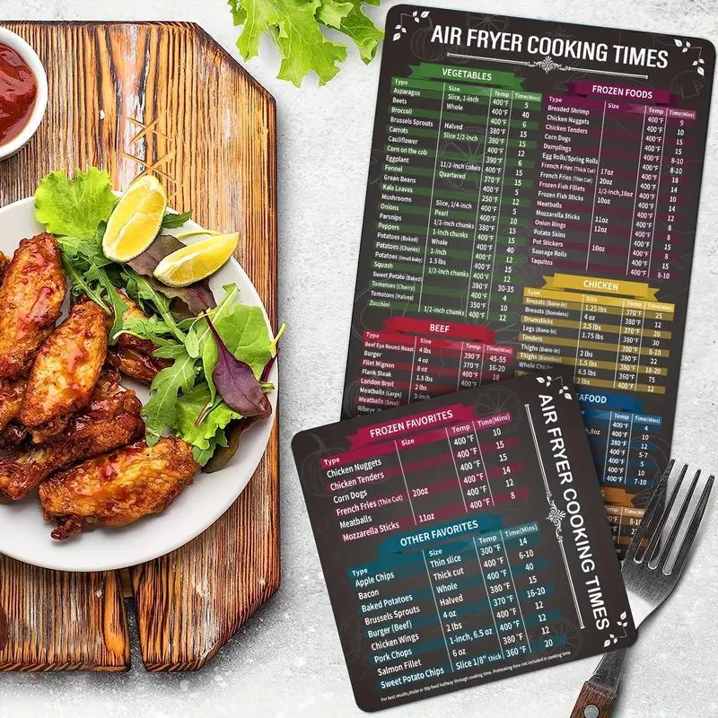 2pcs Air Fryer Magnetic Cheat Sheet Set Air Fryer Accessories Cooking Time