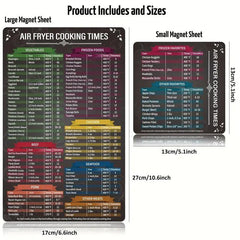 2pcs Air Fryer Magnetic Cheat Sheet Set Air Fryer Accessories Cooking Time