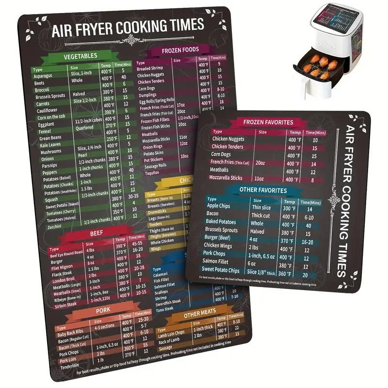 2pcs Air Fryer Magnetic Cheat Sheet Set Air Fryer Accessories Cooking Time