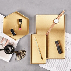 Golden Stainless Steel Tray Multifunctional Jewelry Decorative Serving Tray