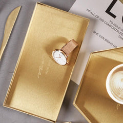 Golden Stainless Steel Tray Multifunctional Jewelry Decorative Serving Tray