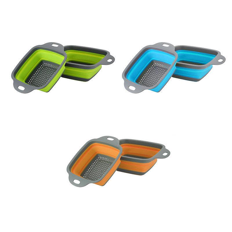 1pc Silicone Colander Foldable Vegetable Washing Basket Strainer
