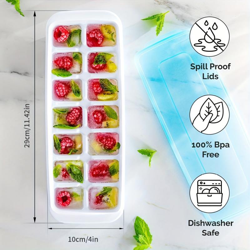 Ice Cube Tray With Lid - Set of 4