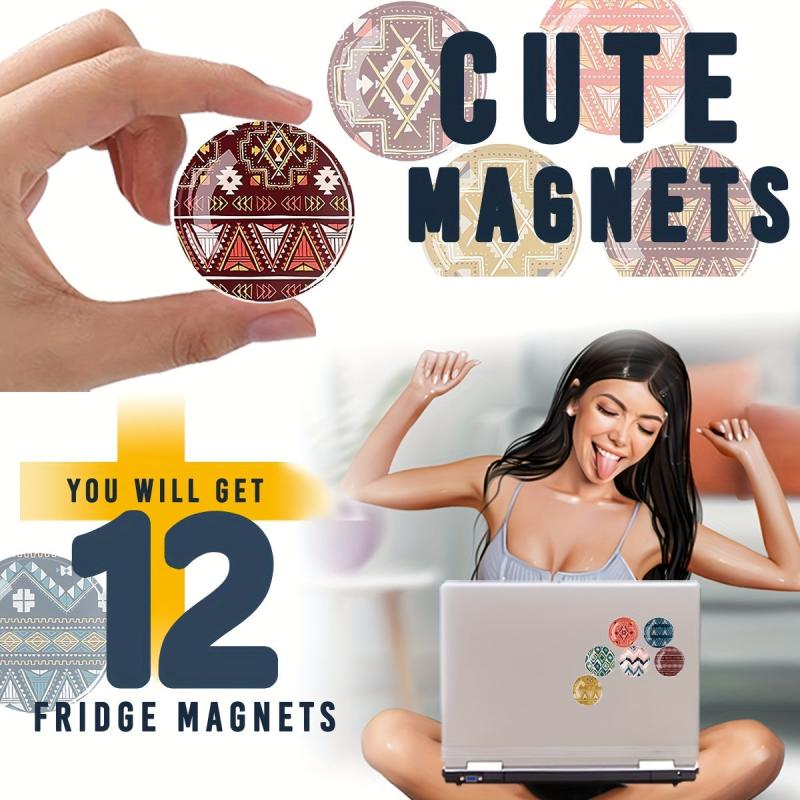 12pcs Boho Glass Refrigerator Magnets