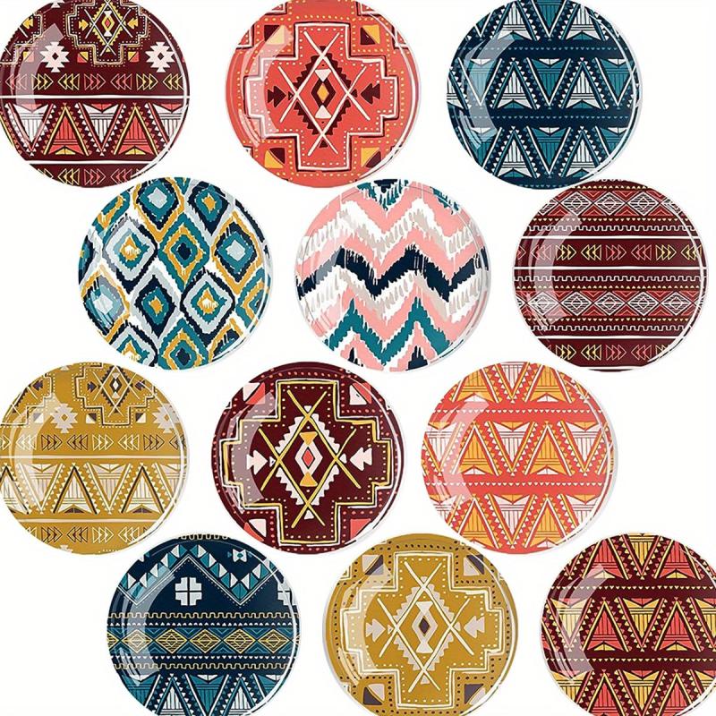 12pcs Boho Glass Refrigerator Magnets