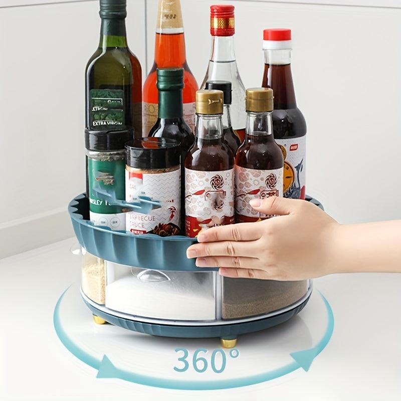 Turntable Organizer With Spice Box Double layer Spice Rack Organizer