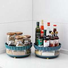 Turntable Organizer With Spice Box Double layer Spice Rack Organizer