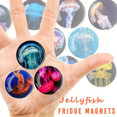 12pcs Glass Refrigerator Magnets Jellyfish Fridge Magnets Decorative Magnets