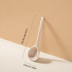 Ceramic Soup Spoon with Long Handle for Scooping and Serving