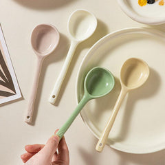 Ceramic Soup Spoon with Long Handle for Scooping and Serving
