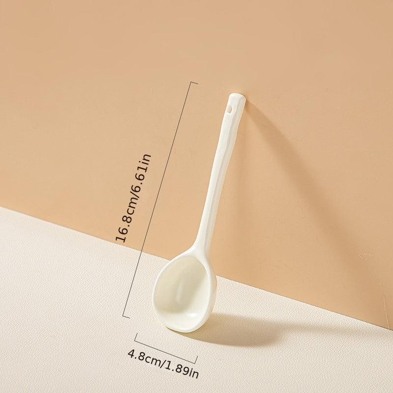 Ceramic Soup Spoon with Long Handle for Scooping and Serving