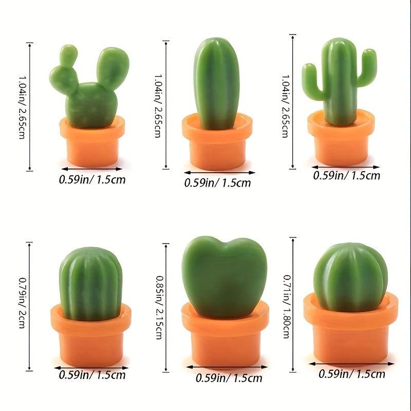 6pcs Cactus Fridge Magnets for Home & Office Decor
