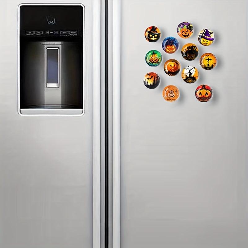 12pcs Glass Halloween Fridge Magnets Pumpkin Decorative Magnets Office Magnets