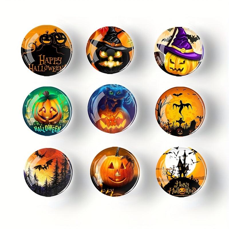 12pcs Glass Halloween Fridge Magnets Pumpkin Decorative Magnets Office Magnets
