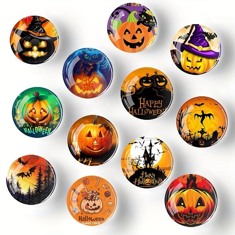 12pcs Glass Halloween Fridge Magnets Pumpkin Decorative Magnets Office Magnets