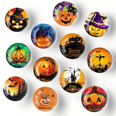 12pcs Glass Halloween Fridge Magnets Pumpkin Decorative Magnets Office Magnets