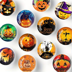 12pcs Glass Halloween Fridge Magnets Pumpkin Decorative Magnets Office Magnets