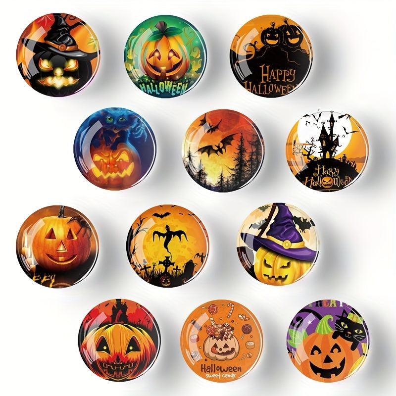 12pcs Glass Halloween Fridge Magnets Pumpkin Decorative Magnets Office Magnets