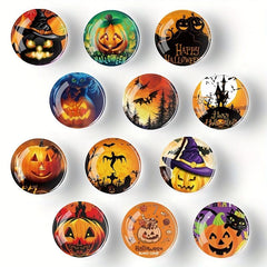 12pcs Glass Halloween Fridge Magnets Pumpkin Decorative Magnets Office Magnets