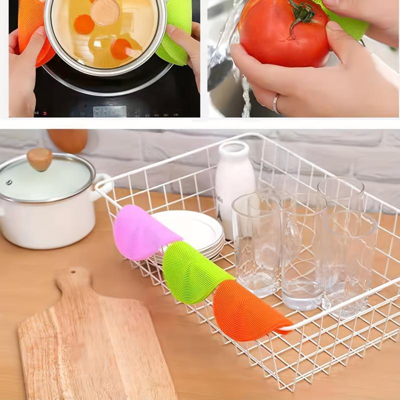 3pcs Kitchen Brush Reusable Sink Fruit Vegetable Scrubber
