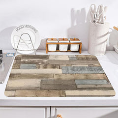 1pc Rubber Dish Drying Pad Kitchen Countertop Absorbent Mat