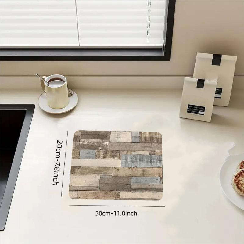 1pc Rubber Dish Drying Pad Kitchen Countertop Absorbent Mat