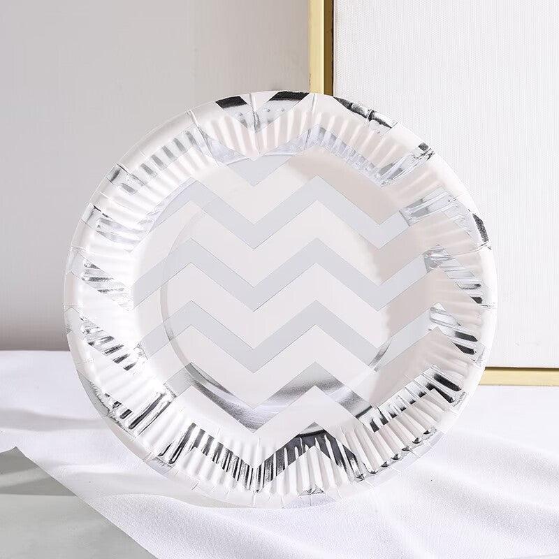 10pcs Birthday Cake Paper Plates Disposable Round Paper Trays Different Patterns