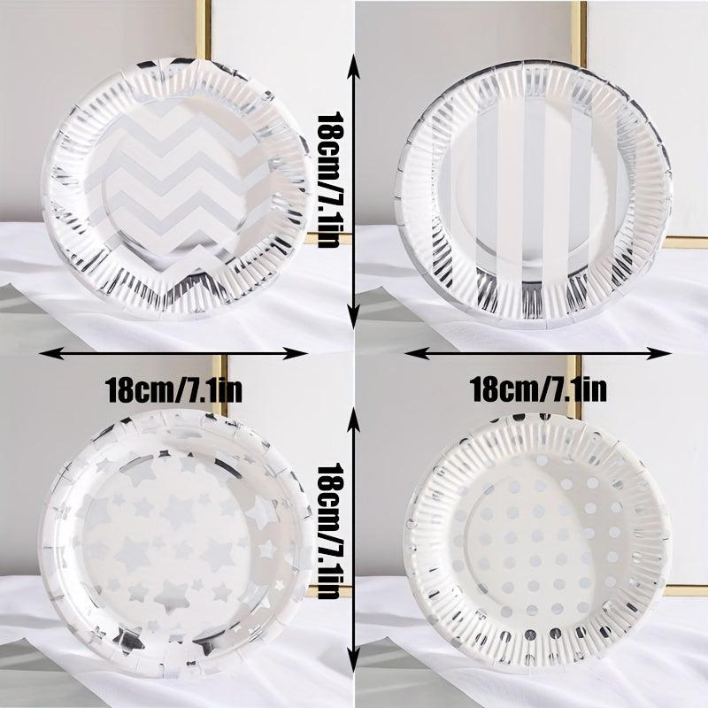 10pcs Birthday Cake Paper Plates Disposable Round Paper Trays Different Patterns