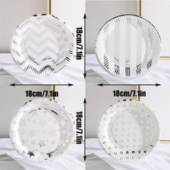 10pcs Birthday Cake Paper Plates Disposable Round Paper Trays Different Patterns