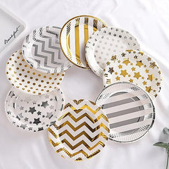10pcs Birthday Cake Paper Plates Disposable Round Paper Trays Different Patterns