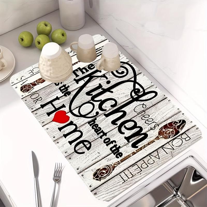 Non Slip Absorbent Kitchen Drainage Mat Machine Washable
