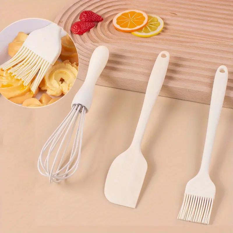 3pcs Baking Tools Set Silicone Spatula Egg Whisk Brush Kitchen Gadgets Green