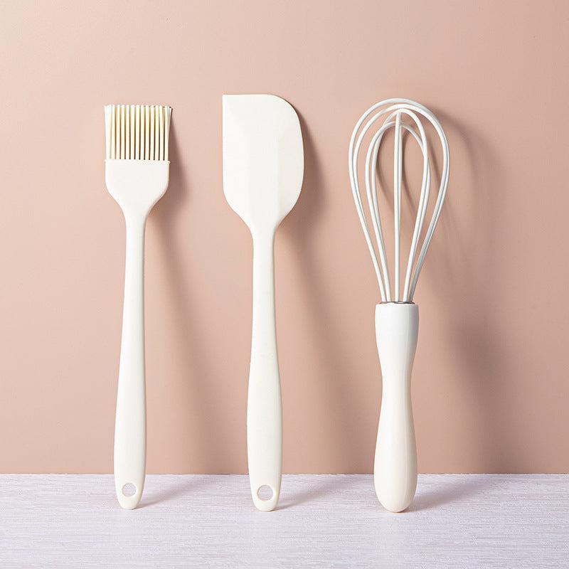 3pcs Baking Tools Set Silicone Spatula Egg Whisk Brush Kitchen Gadgets Green