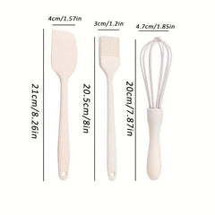 3pcs Baking Tools Set Silicone Spatula Egg Whisk Brush Kitchen Gadgets Green