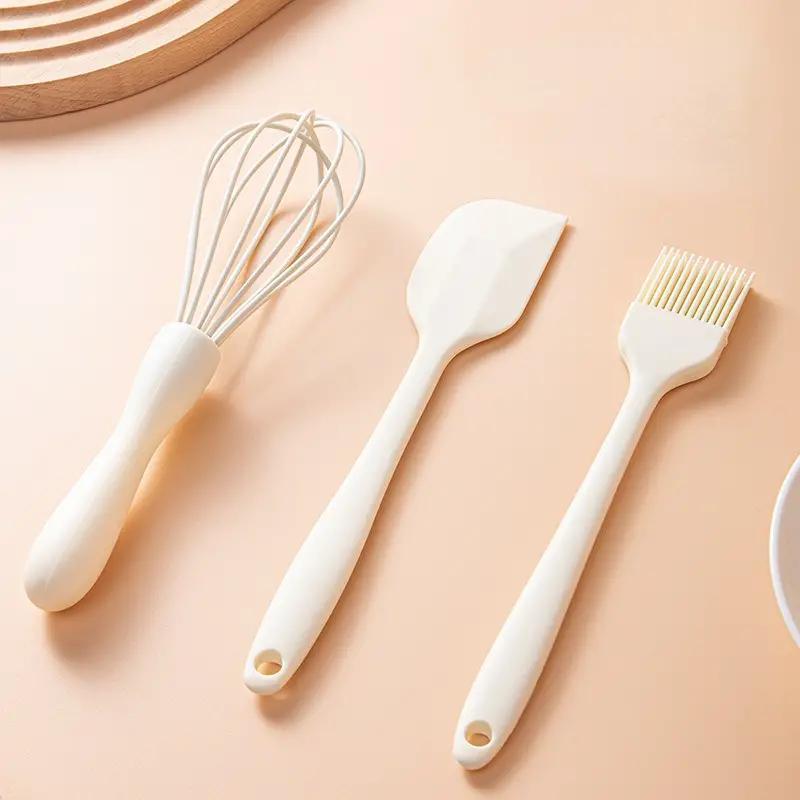 3pcs Baking Tools Set Silicone Spatula Egg Whisk Brush Kitchen Gadgets Green